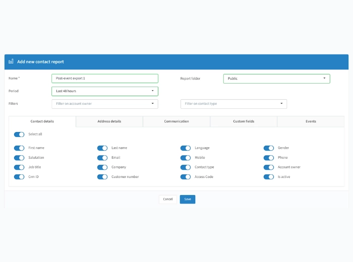 add new contact report