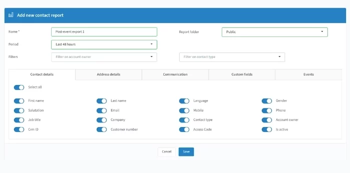 add new contact report