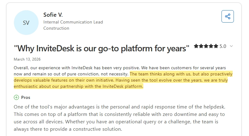 why invitedesk is our go-to platform for years