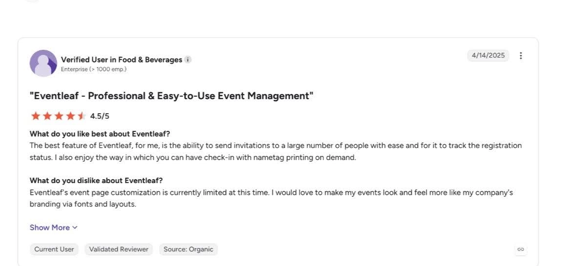 Eventleaf review