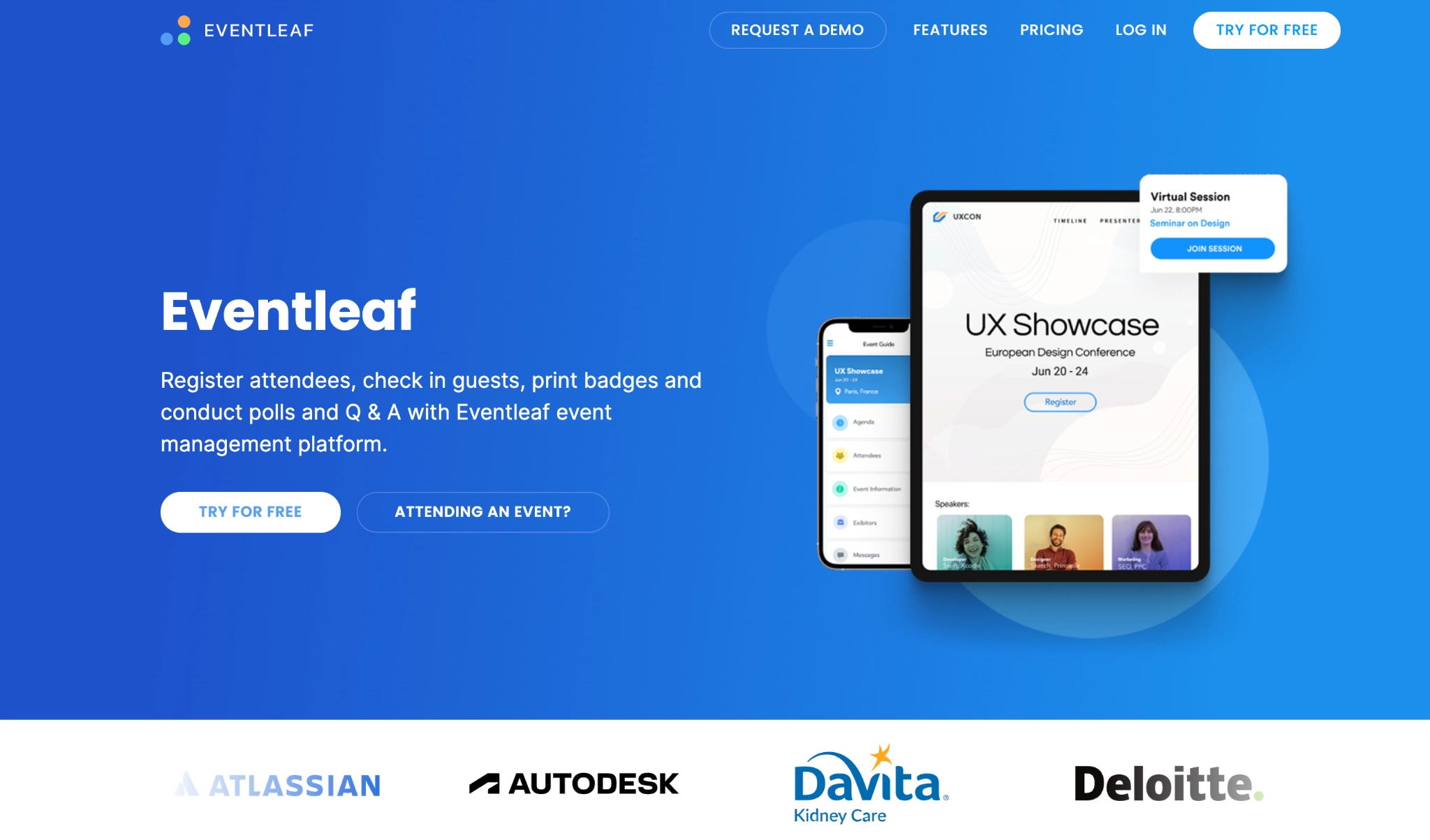 Eventleaf homepage