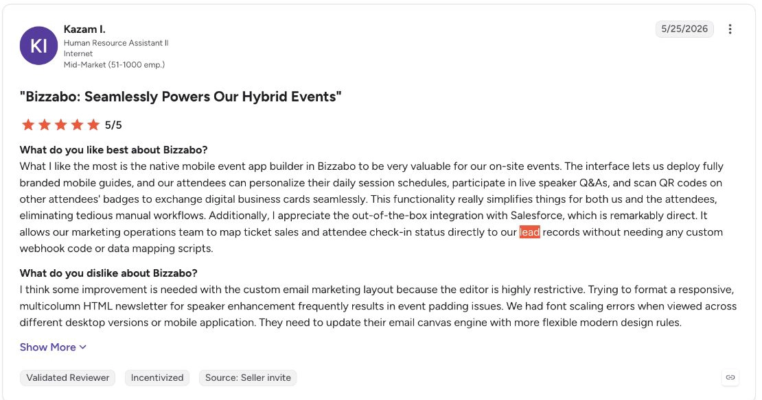 bizzabo seamlessly powers our hybrid events