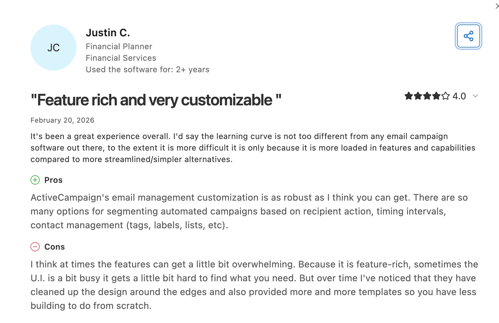 justin c. review